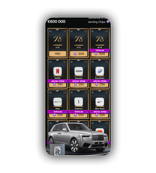 NightLuck Casino Bonus Shop with VIP club, welcome pack cards and free money exchange tiles