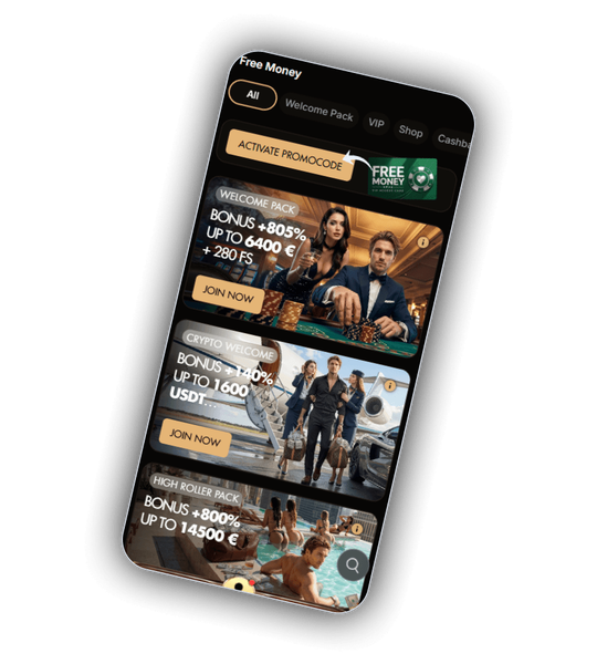 NightLuck Casino promotions screen with 805 percent welcome pack, crypto welcome bonus and high roller pack